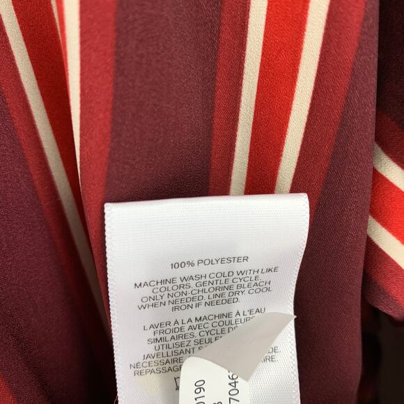 Express Shirt Dress Womens Sz Medium Long Sleeve Button Front Maroon Red Striped - Picture 7 of 7